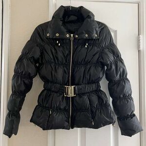 Guess Black Belted Puffer Jacket
